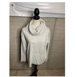 Lou & Grey Speckled Cowl Neck Sweater Light Gray Womens Size M
